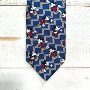 1980s Mickey Mouse Retro Neck Tie, Geometric 56.5” L, 3.75" W, Vintage Disney
